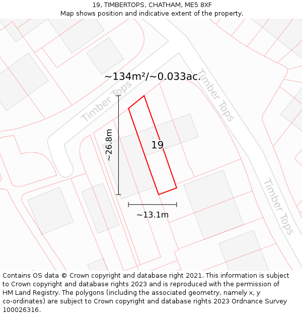 19, TIMBERTOPS, CHATHAM, ME5 8XF: Plot and title map