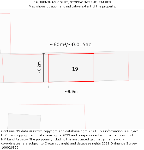 19, TRENTHAM COURT, STOKE-ON-TRENT, ST4 8FB: Plot and title map