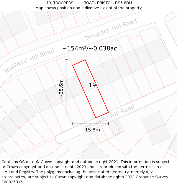 19, TROOPERS HILL ROAD, BRISTOL, BS5 8BU: Plot and title map