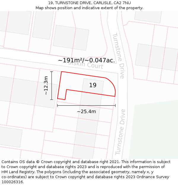 19, TURNSTONE DRIVE, CARLISLE, CA2 7NU: Plot and title map
