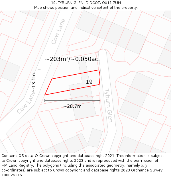 19, TYBURN GLEN, DIDCOT, OX11 7UH: Plot and title map