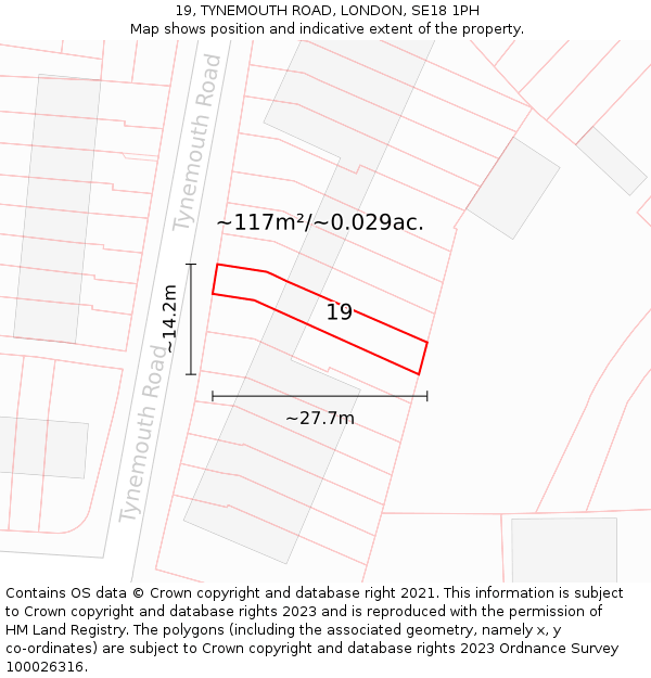 19, TYNEMOUTH ROAD, LONDON, SE18 1PH: Plot and title map