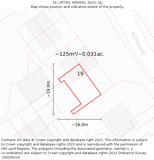 19, UPTON, WOKING, GU21 3LJ: Plot and title map