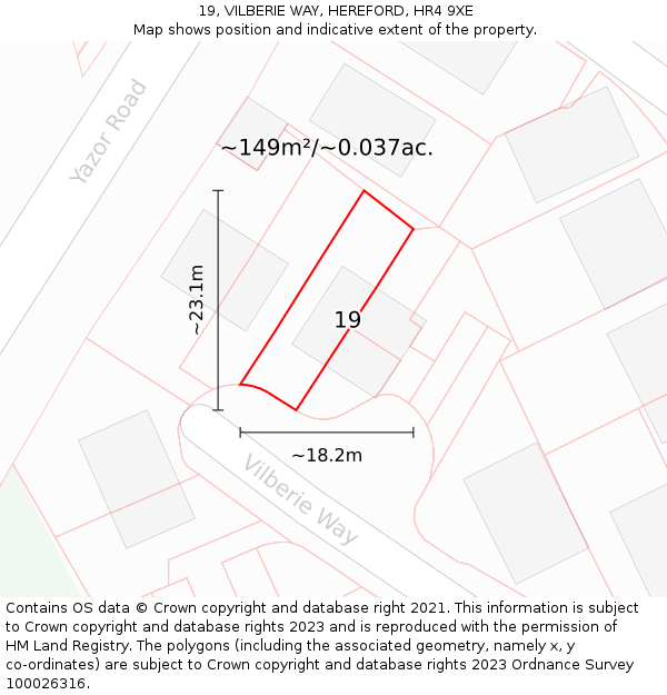 19, VILBERIE WAY, HEREFORD, HR4 9XE: Plot and title map