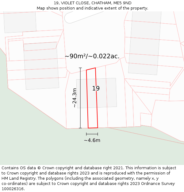 19, VIOLET CLOSE, CHATHAM, ME5 9ND: Plot and title map