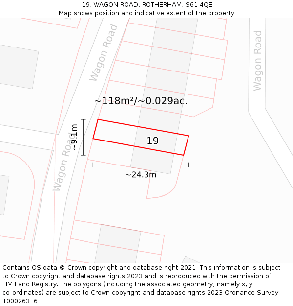 19, WAGON ROAD, ROTHERHAM, S61 4QE: Plot and title map