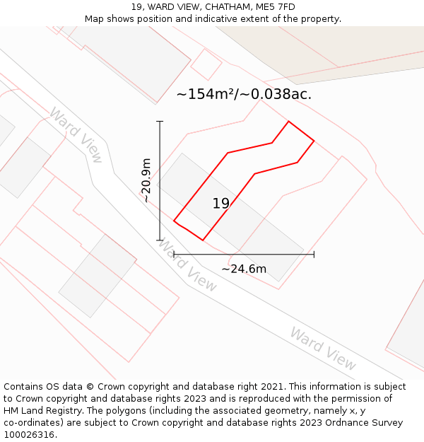 19, WARD VIEW, CHATHAM, ME5 7FD: Plot and title map