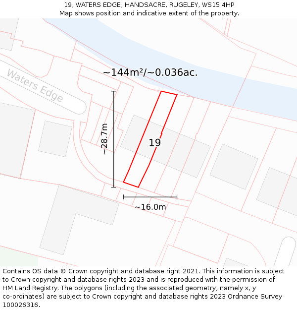 19, WATERS EDGE, HANDSACRE, RUGELEY, WS15 4HP: Plot and title map