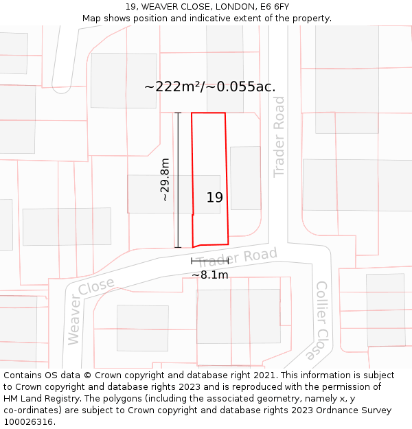 19, WEAVER CLOSE, LONDON, E6 6FY: Plot and title map
