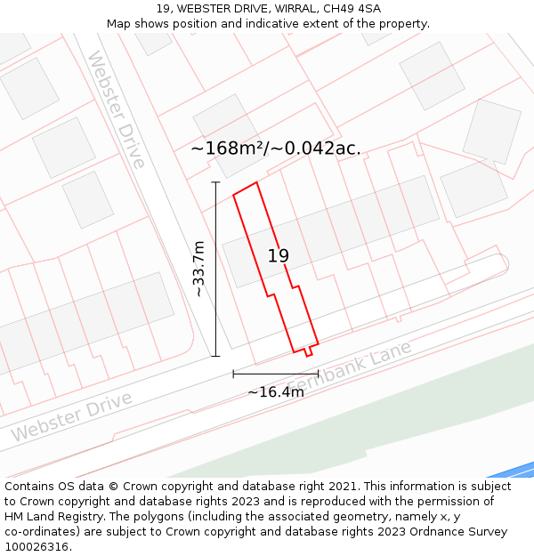 19, WEBSTER DRIVE, WIRRAL, CH49 4SA: Plot and title map