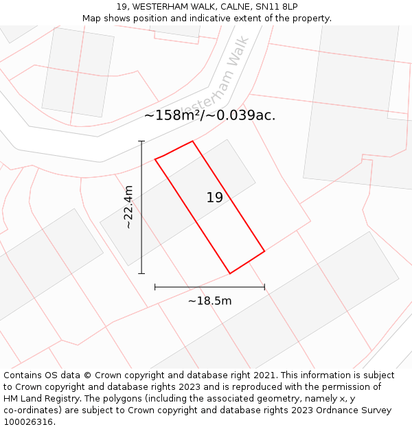 19, WESTERHAM WALK, CALNE, SN11 8LP: Plot and title map