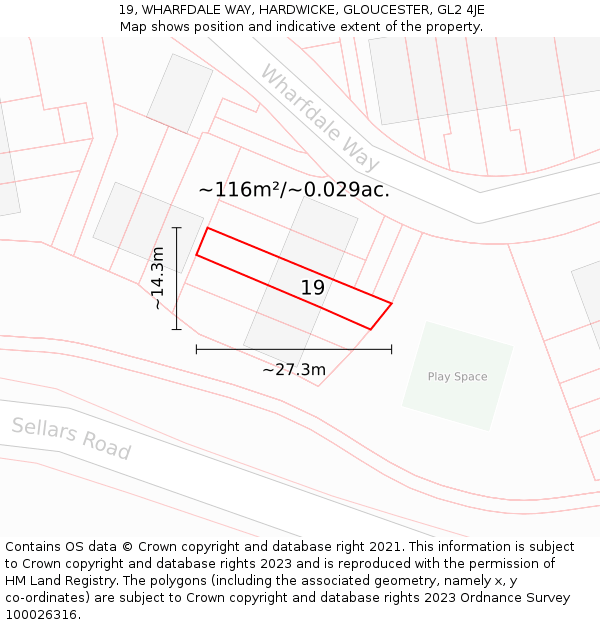 19, WHARFDALE WAY, HARDWICKE, GLOUCESTER, GL2 4JE: Plot and title map