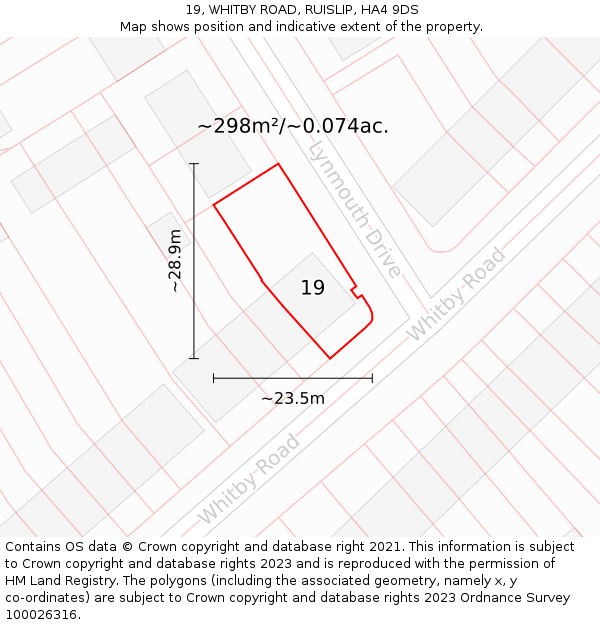 19, WHITBY ROAD, RUISLIP, HA4 9DS: Plot and title map