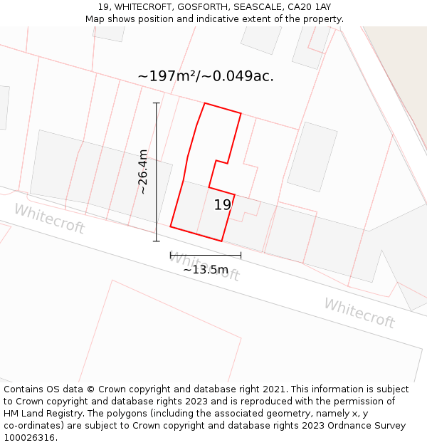 19, WHITECROFT, GOSFORTH, SEASCALE, CA20 1AY: Plot and title map