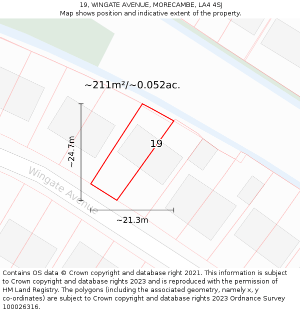 19, WINGATE AVENUE, MORECAMBE, LA4 4SJ: Plot and title map