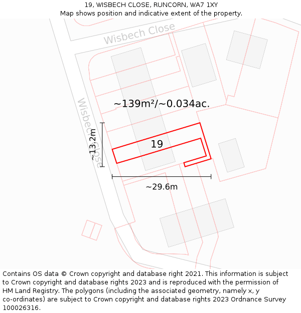 19, WISBECH CLOSE, RUNCORN, WA7 1XY: Plot and title map