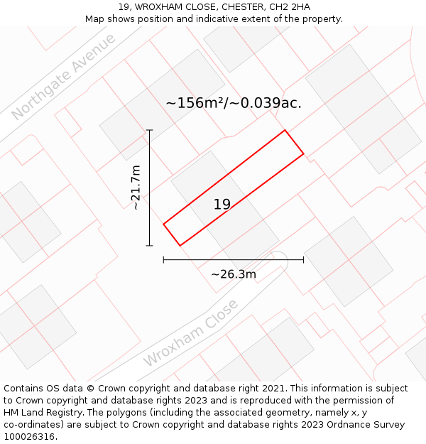 19, WROXHAM CLOSE, CHESTER, CH2 2HA: Plot and title map