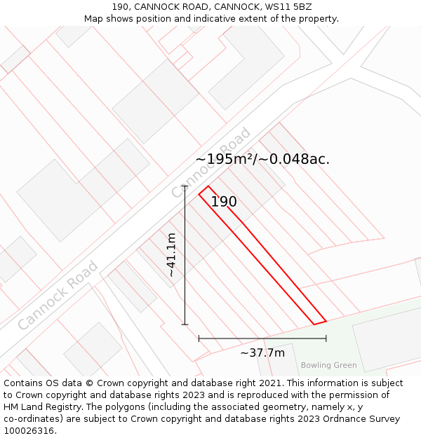 190, CANNOCK ROAD, CANNOCK, WS11 5BZ: Plot and title map