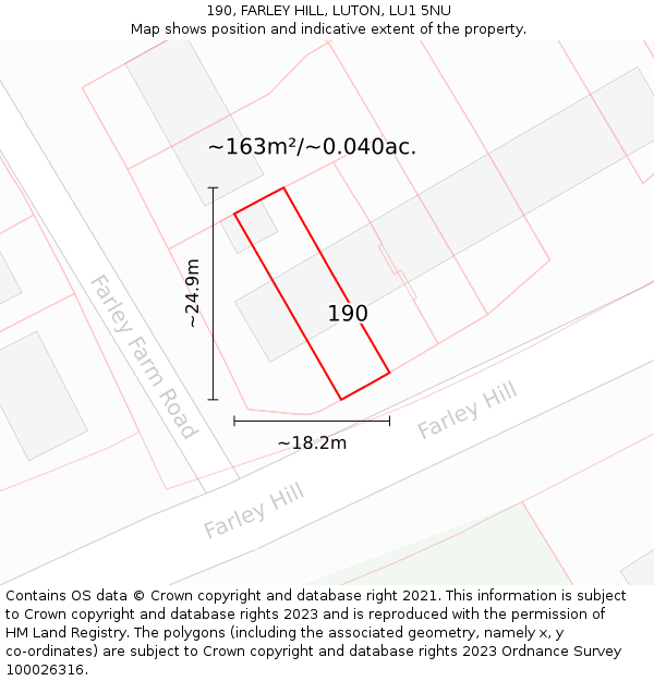 190, FARLEY HILL, LUTON, LU1 5NU: Plot and title map