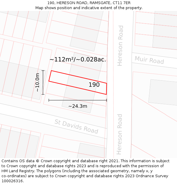 190, HERESON ROAD, RAMSGATE, CT11 7ER: Plot and title map