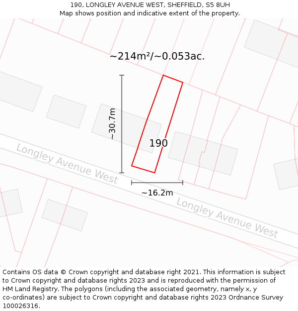 190, LONGLEY AVENUE WEST, SHEFFIELD, S5 8UH: Plot and title map