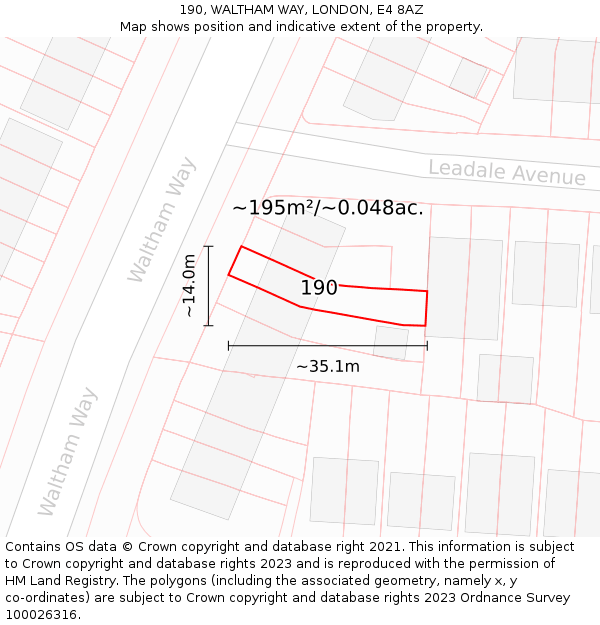 190, WALTHAM WAY, LONDON, E4 8AZ: Plot and title map