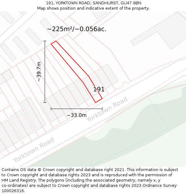 191, YORKTOWN ROAD, SANDHURST, GU47 9BN: Plot and title map