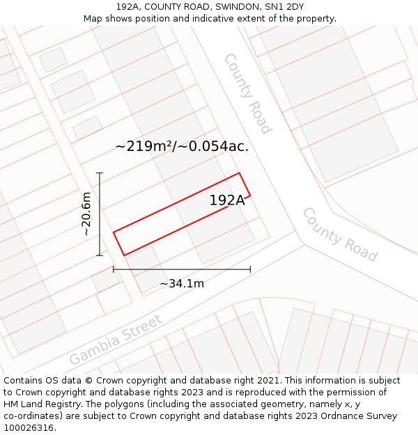 192A, COUNTY ROAD, SWINDON, SN1 2DY: Plot and title map