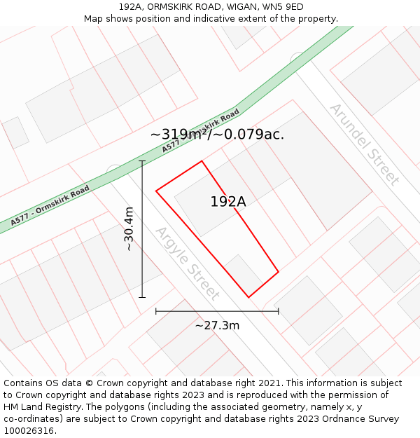 192A, ORMSKIRK ROAD, WIGAN, WN5 9ED: Plot and title map
