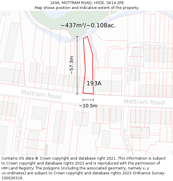 193A, MOTTRAM ROAD, HYDE, SK14 2PE: Plot and title map