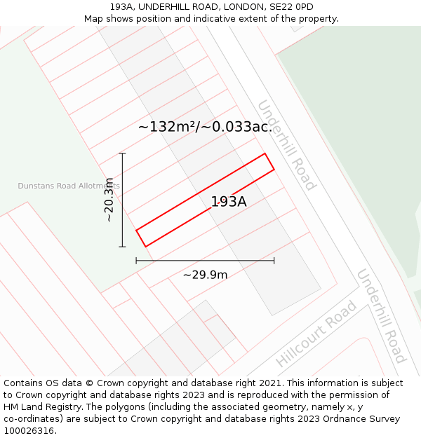 193A, UNDERHILL ROAD, LONDON, SE22 0PD: Plot and title map