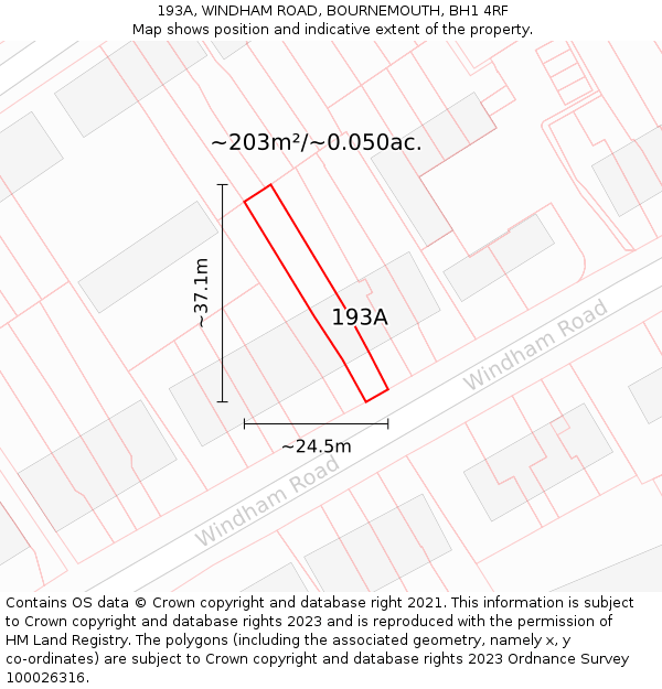193A, WINDHAM ROAD, BOURNEMOUTH, BH1 4RF: Plot and title map