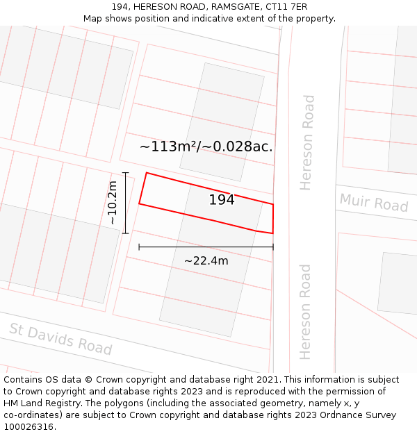 194, HERESON ROAD, RAMSGATE, CT11 7ER: Plot and title map