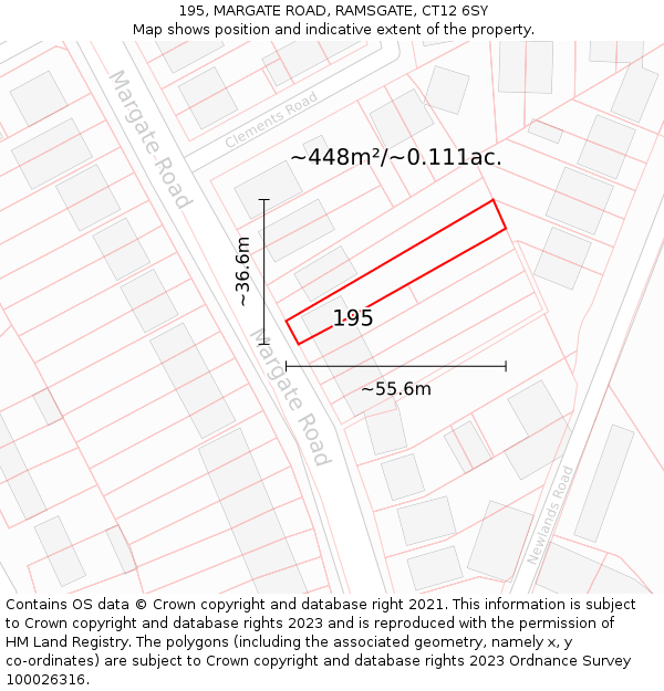 195, MARGATE ROAD, RAMSGATE, CT12 6SY: Plot and title map