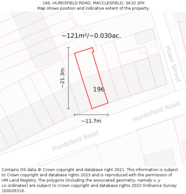 196, HURDSFIELD ROAD, MACCLESFIELD, SK10 2PX: Plot and title map
