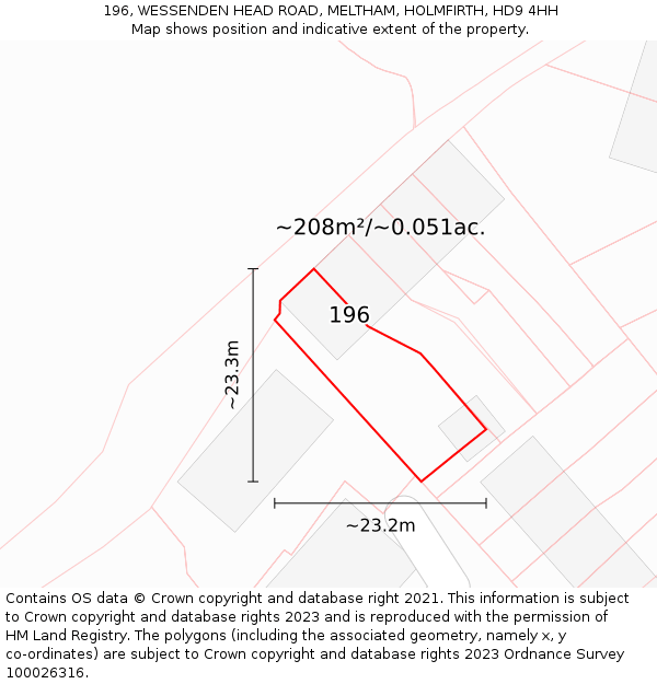 196, WESSENDEN HEAD ROAD, MELTHAM, HOLMFIRTH, HD9 4HH: Plot and title map