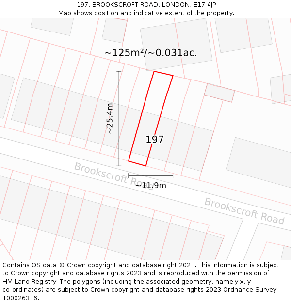 197, BROOKSCROFT ROAD, LONDON, E17 4JP: Plot and title map