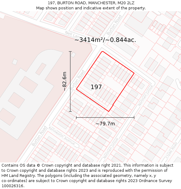 197, BURTON ROAD, MANCHESTER, M20 2LZ: Plot and title map