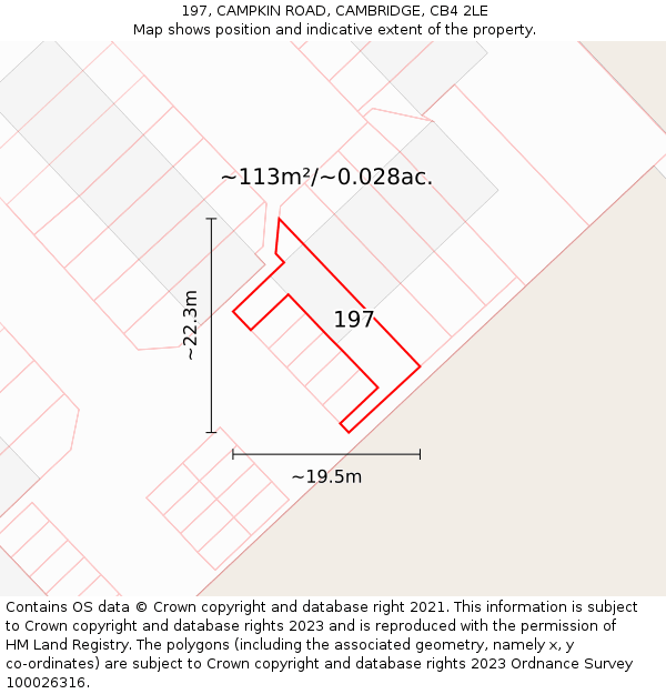 197, CAMPKIN ROAD, CAMBRIDGE, CB4 2LE: Plot and title map