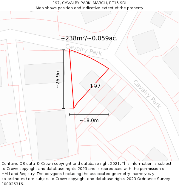 197, CAVALRY PARK, MARCH, PE15 9DL: Plot and title map