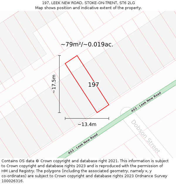 197, LEEK NEW ROAD, STOKE-ON-TRENT, ST6 2LG: Plot and title map