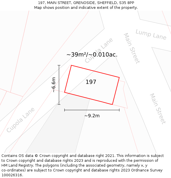 197, MAIN STREET, GRENOSIDE, SHEFFIELD, S35 8PP: Plot and title map