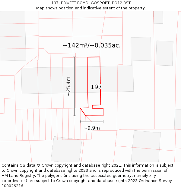 197, PRIVETT ROAD, GOSPORT, PO12 3ST: Plot and title map