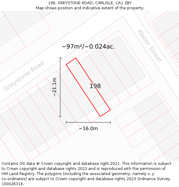 198, GREYSTONE ROAD, CARLISLE, CA1 2BY: Plot and title map