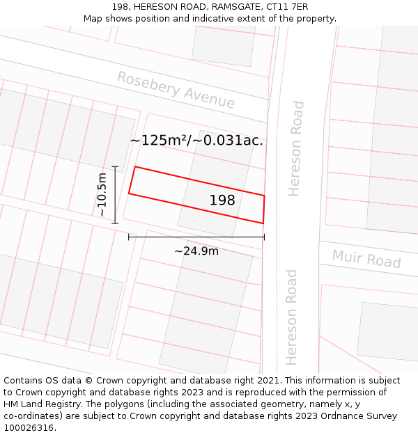 198, HERESON ROAD, RAMSGATE, CT11 7ER: Plot and title map