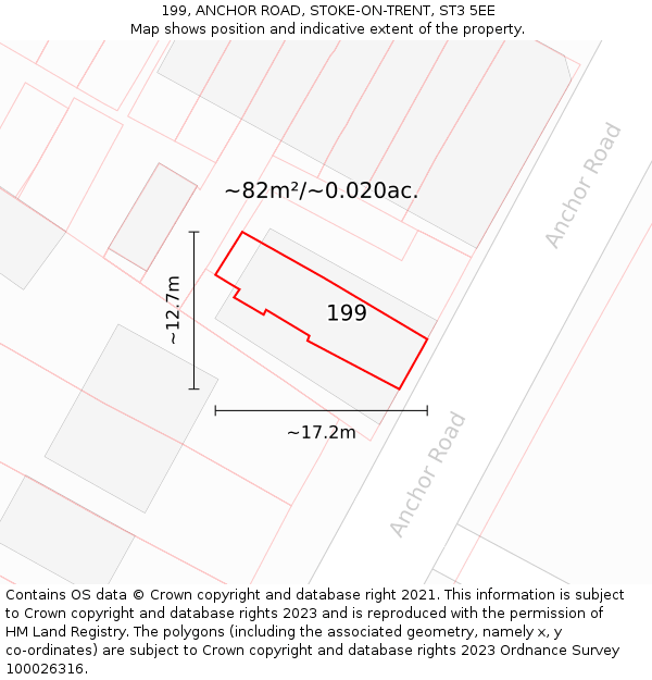 199, ANCHOR ROAD, STOKE-ON-TRENT, ST3 5EE: Plot and title map