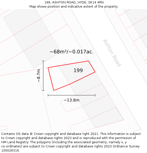 199, ASHTON ROAD, HYDE, SK14 4RN: Plot and title map