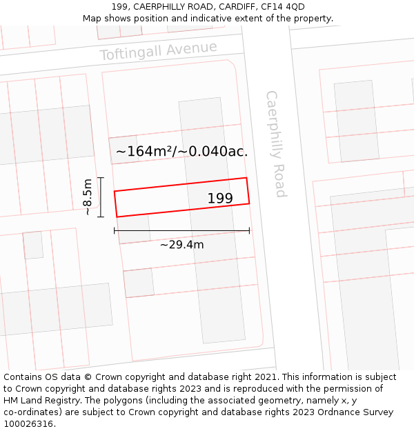 199, CAERPHILLY ROAD, CARDIFF, CF14 4QD: Plot and title map
