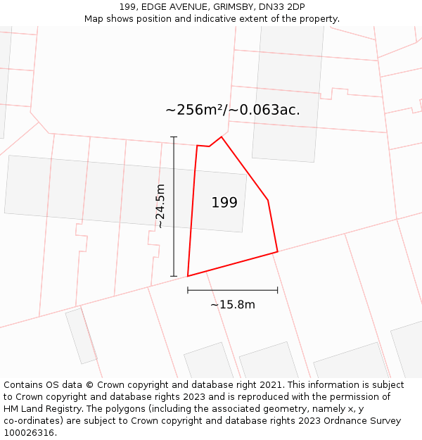 199, EDGE AVENUE, GRIMSBY, DN33 2DP: Plot and title map