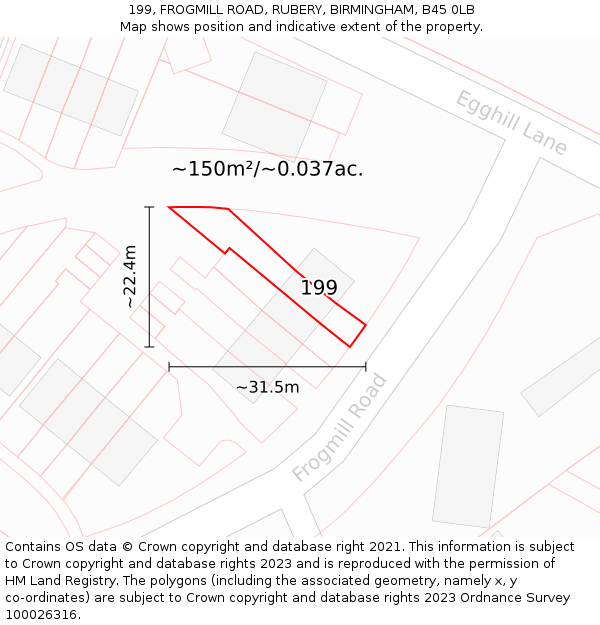 199, FROGMILL ROAD, RUBERY, BIRMINGHAM, B45 0LB: Plot and title map